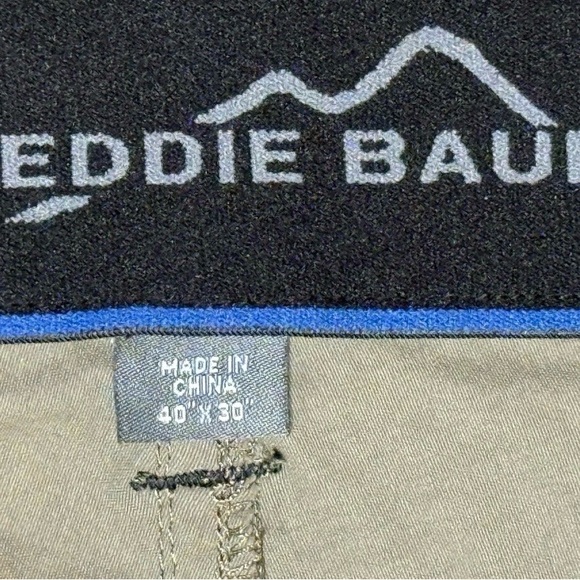 Eddie Bauer Nylon Pants Mens 40 X 30 Green Khaki Stretch Hiking Travel Outdoor - Picture 8 of 9